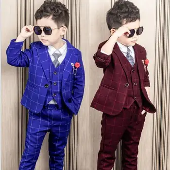 

3pcs Big Boys Gentleman Formal Suits sets Fashion Blazer+Pant+vest Kids Wedding Suits Children Party Clothing Sets 2-12Y