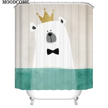 cartoon crown bear shower curtain bathroom kids gift new year hot sale waterproof shower bath curtains