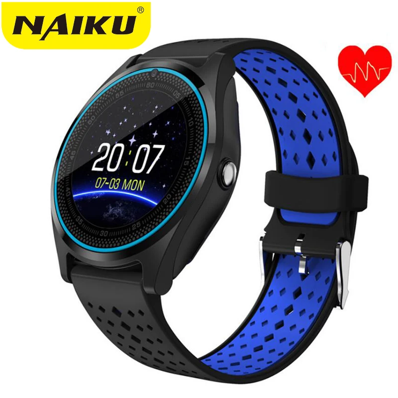 

NAIKU Smart Watch V9 Men Heart Rate Monitor Pedometer Camera Bluetooth SIM Card Sport Smartwatch for Android Phone iPhone