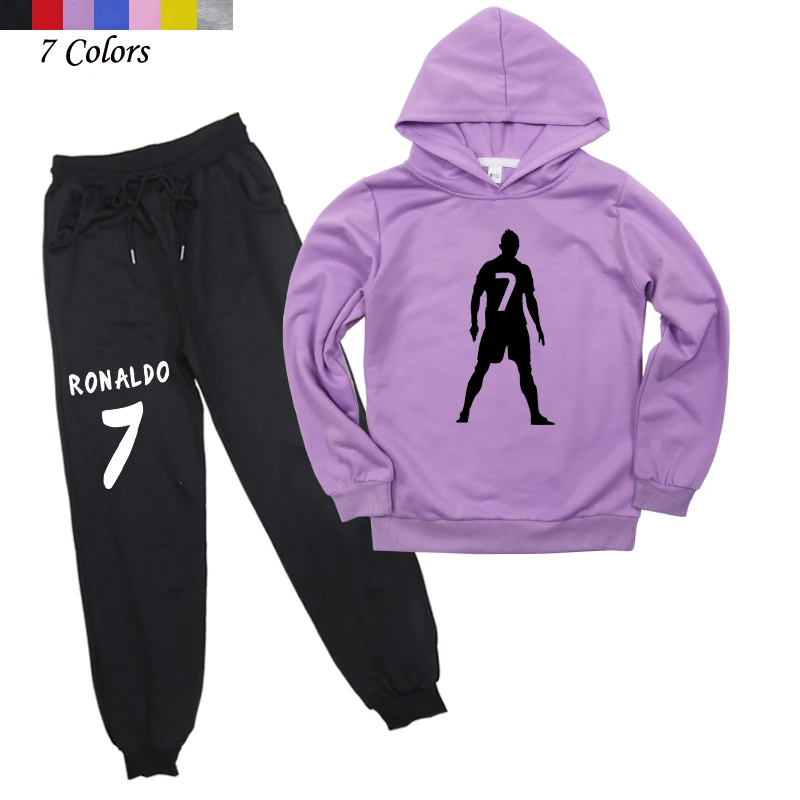 

2Pcs Kids Clothes Ronaldo CP7 Hoodies Casual Fashion Long Length Tops Sweatshirt Clothes+trousers Pants