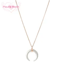 Mavis Hare 3,5 см натуральный жемчуг луна ожерелье с нержавеющей стали серебро/золото/розовое золото звено цепи как подарок на день Святого Валентина