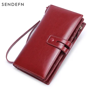 

SENDEFN RFID custom wallet female European and American ladies wallet female long zipper leather wallet large capacity clutch