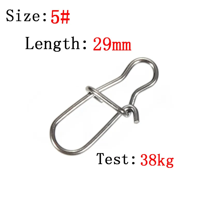 Size 5 JOSHNESE 50 шт./пакет Нержавеющая сталь крюк Быстрый Зажим Замок вращающиеся твердые кольца безопасности защелки разъем для рыболовных крючков - Цвет: Size 5
