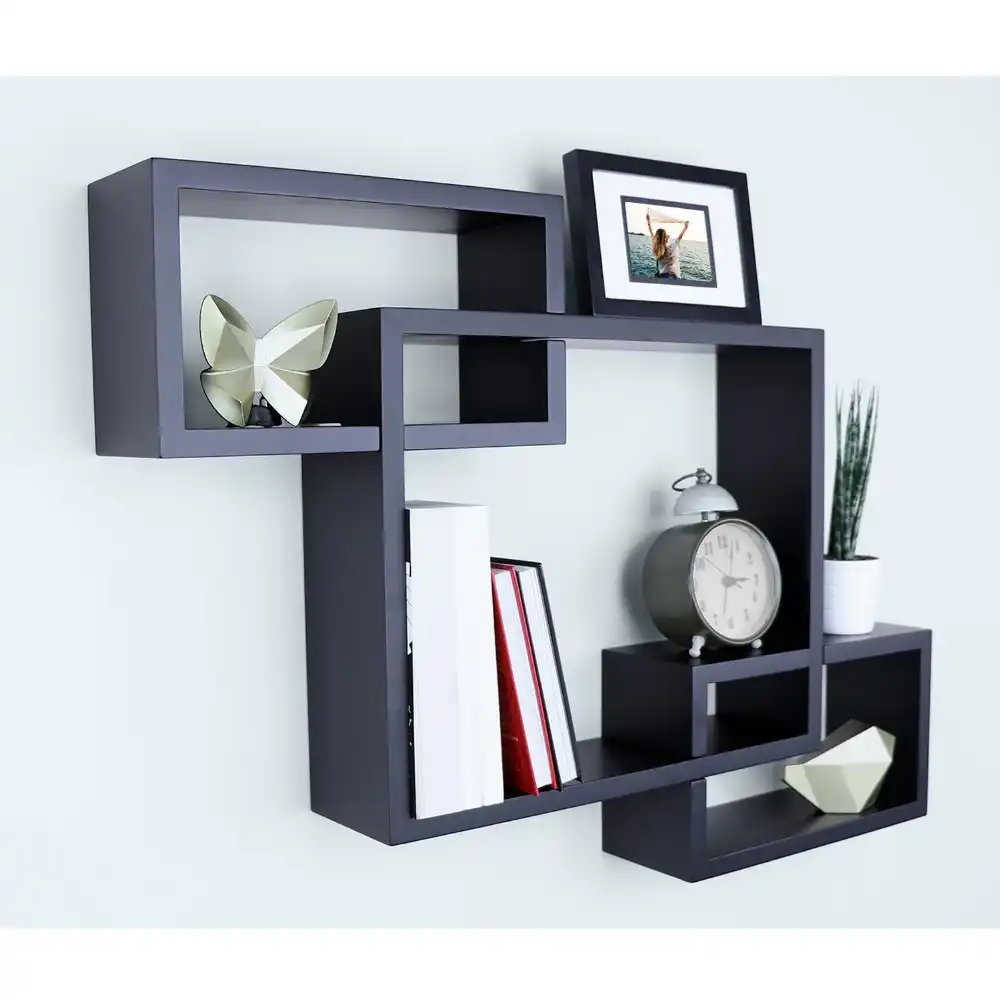 3 Cubos Cajas De Interseccion Estante De Pared Hogar Deco Almacenamiento De Pared Estantes De Montaje Negro Aliexpress