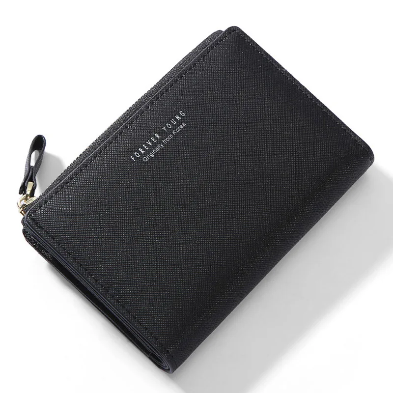 WEICHEN 10 слотов держатель для карт женский кошелек на молнии портмоне, высокое качество женский кошелек Сумочка Дамский клатч Carteras - Цвет: Black