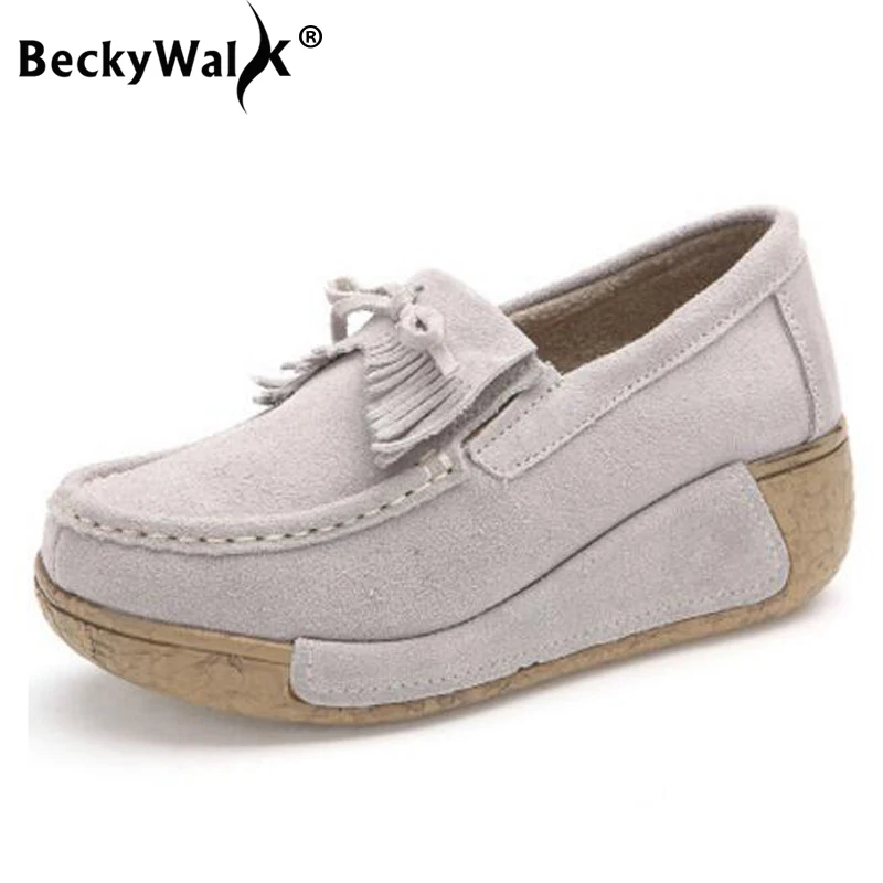 Женские кроссовки на толстой подошве BeckyWalk замшевые Повседневные с кисточками