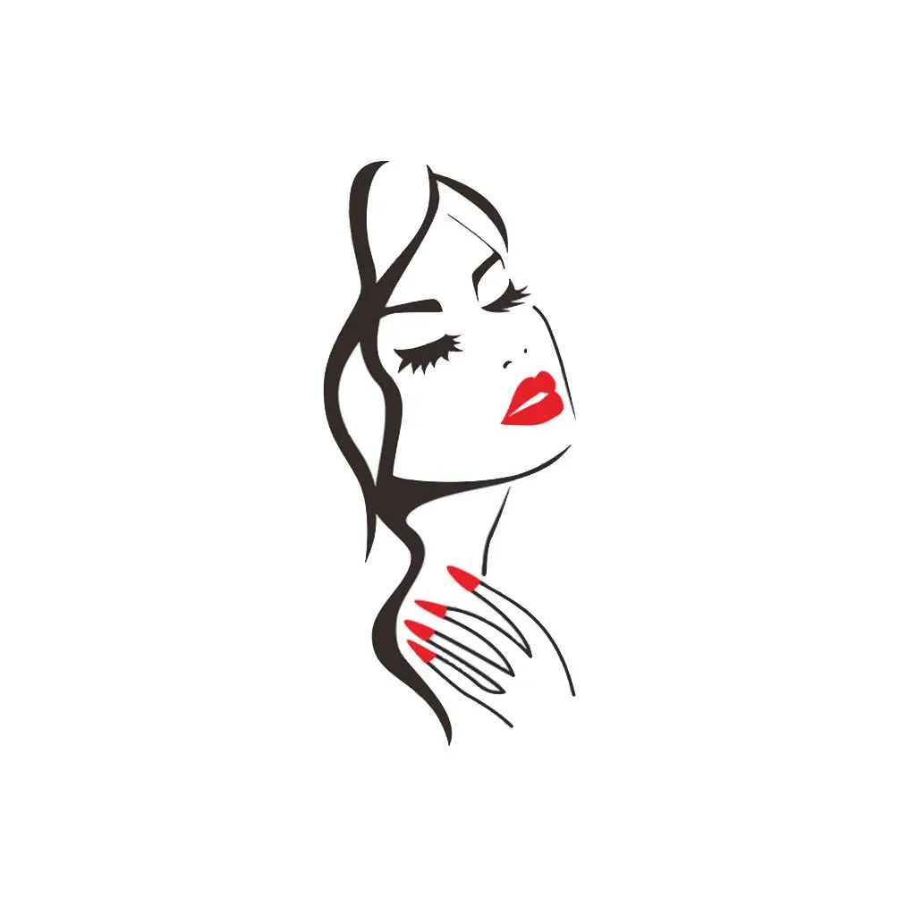 

KAKUDER Red lips Beauty avatar Carved Living Room Bedroom Background Wall Sticker Painting Cosmetic table Mirror Wall Decor 412