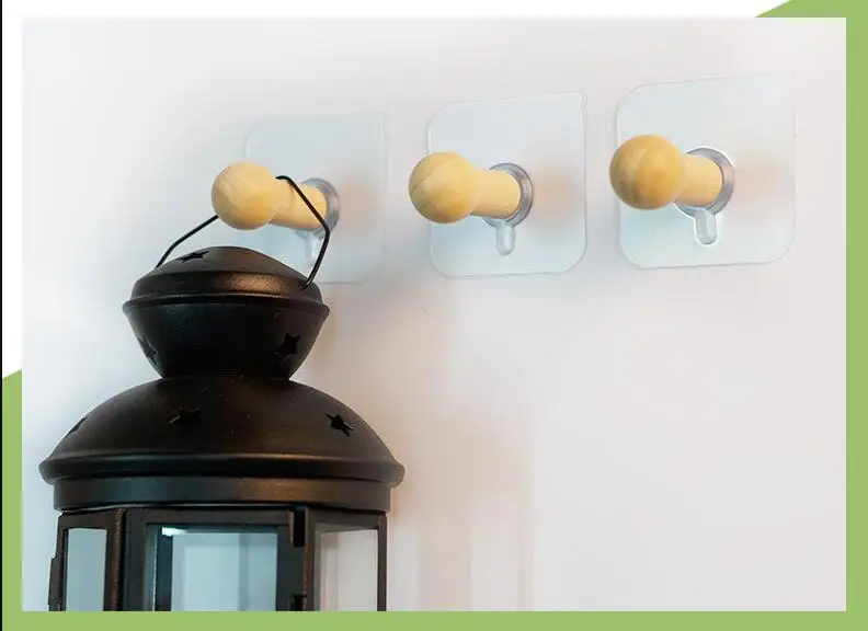 4PCS Creative wood coat hooks decorative wall hook minimalist modern