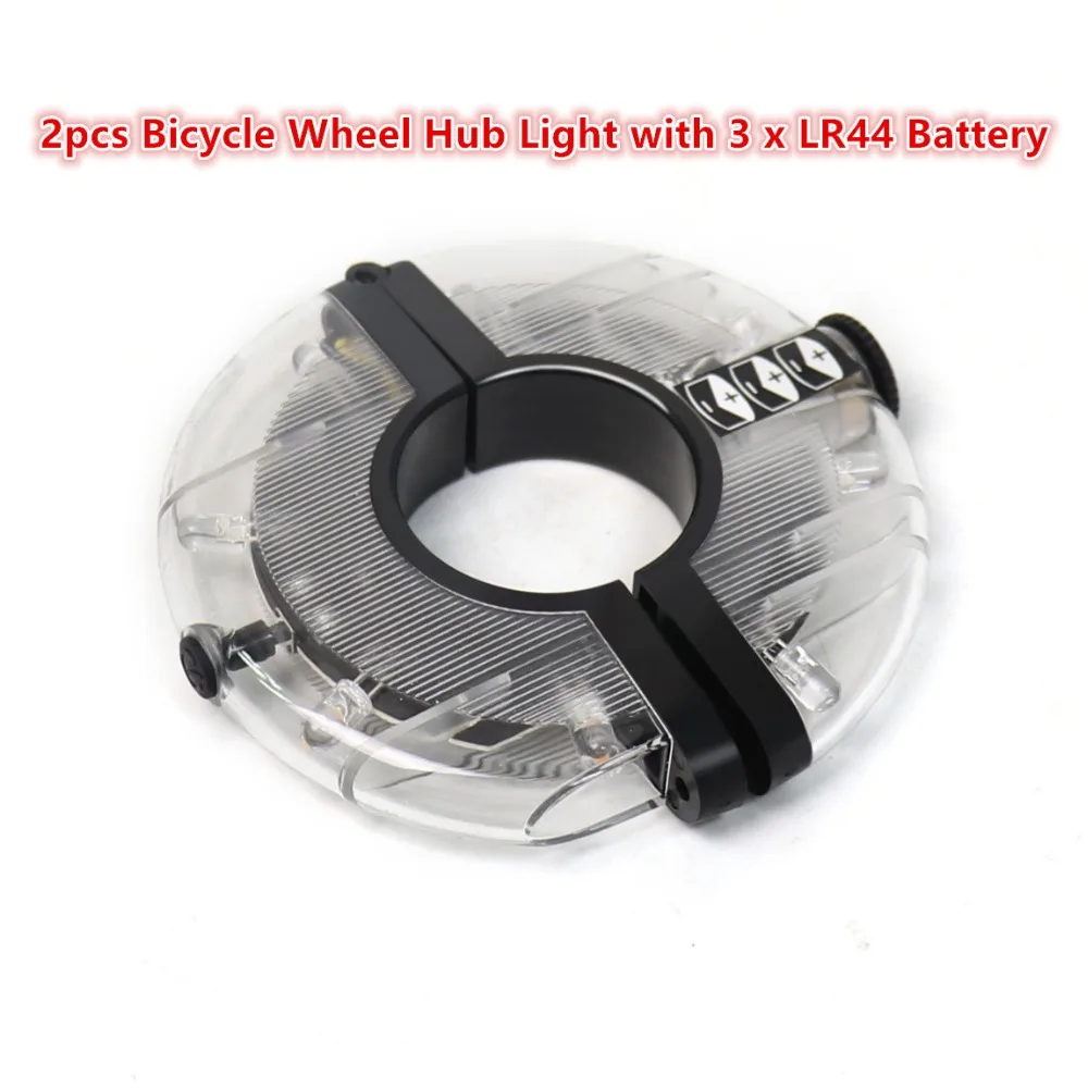 Waterproof 2pcs Bicycle Wheel Hub Light with 3 x LR44 Battery Bike