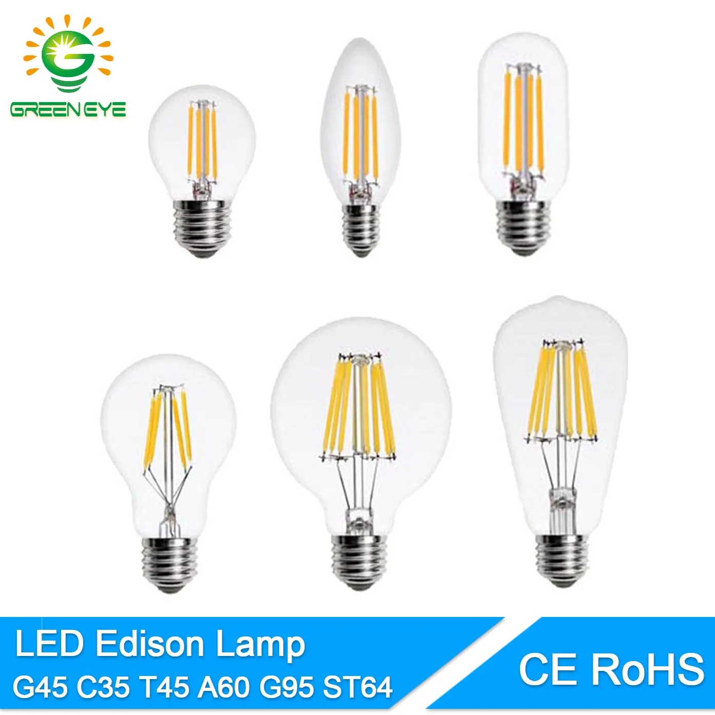 Светодиодная винтажная лампа Эдисона в стиле ретро Е27/Е14 220 В 2/4/6/8 Вт|led filament|led edison