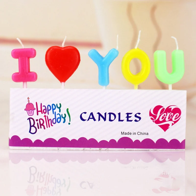 HG16984 5 шт./пакет с днем рождения исповедь Романтика I Love You письмо свечи-я «Heart», «YOU» свечи зубочистки свечи для торта вечерние Декор - Цвет: HG16984