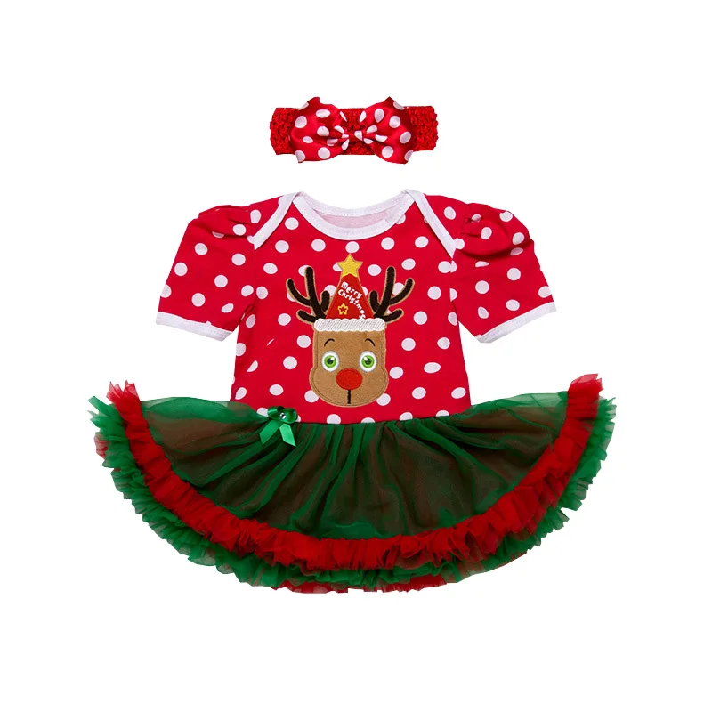 Рождество для маленьких девочек одежда короткий рукав Олень Форме фестиваля