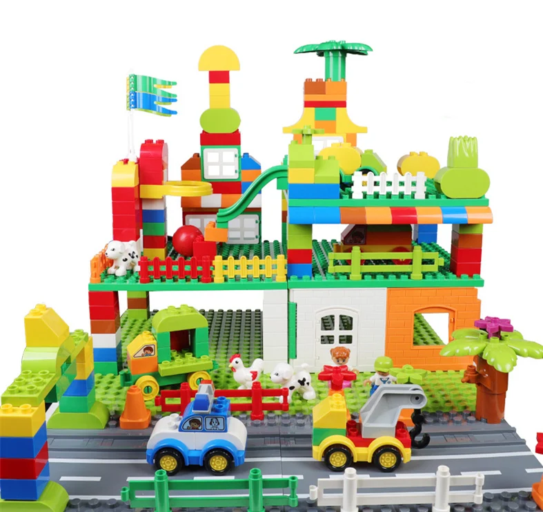 

Road Plate +Double Sides Baseplate Figures Big Bricks DIY Building Block Base Plate Compatible With Legoed Duploed