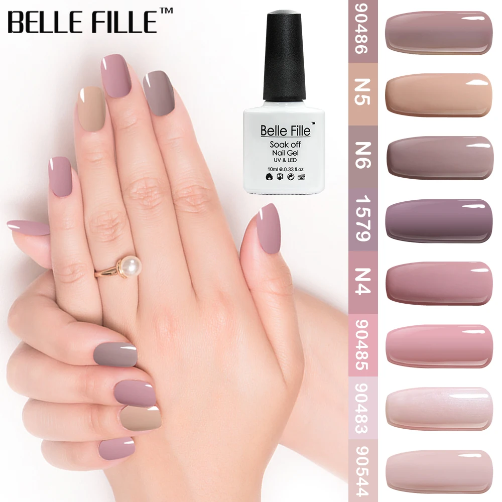 BELLE FILLE Nude Series Colors Gel Nail Polish UV 10ml Beige Soak Off Gel Polish Gel Lacquer Nail Art Vernis Semi Permanent N06