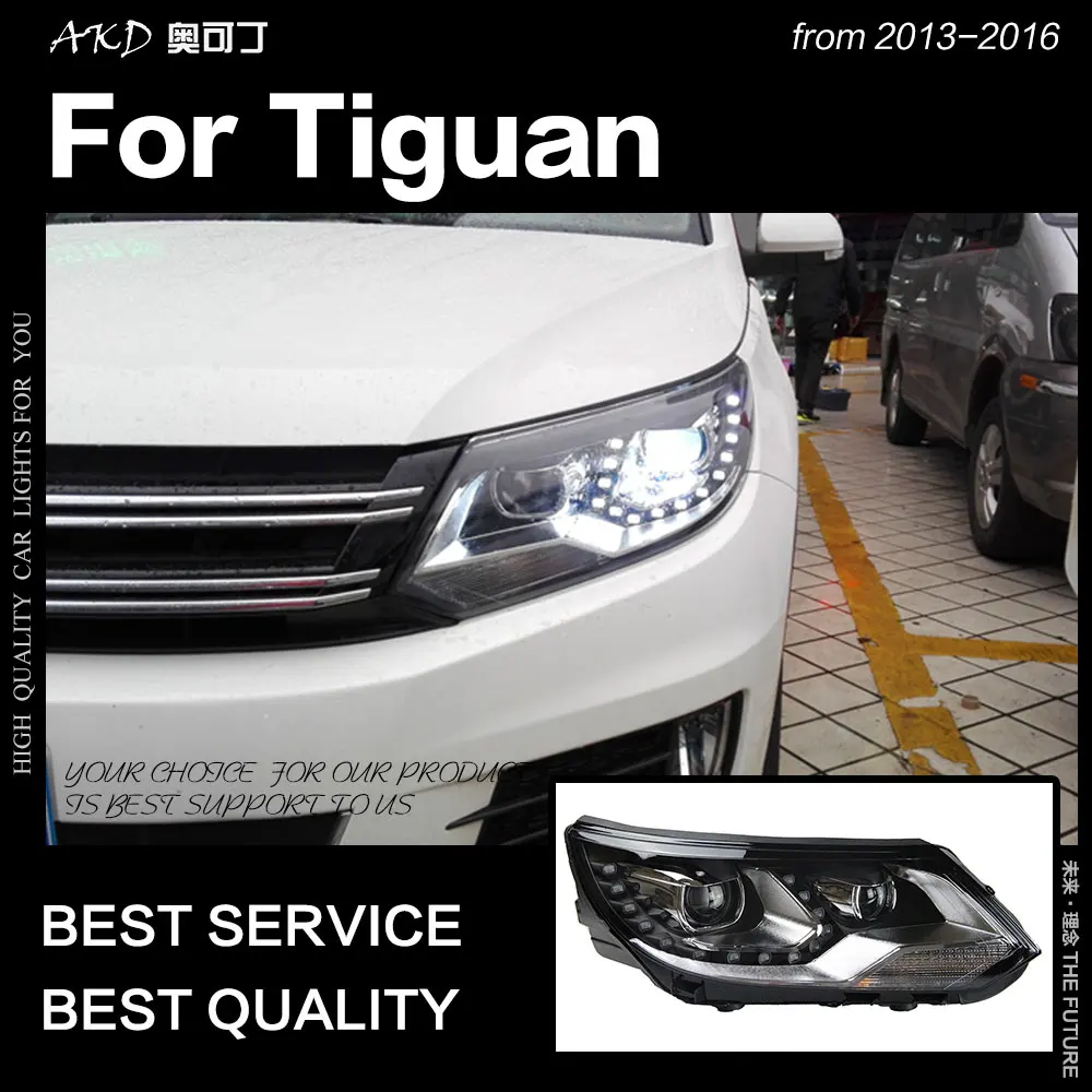 AKD автомобильный Стайлинг для VW Tiguan фары 2013- Tiguan светодиодный фонарь DRL Hid головной фонарь Ангел глаз биксеноновый луч аксессуары