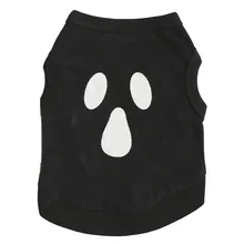 Cotton Halloween Scaried Black Grimace Pettern Puppy Dog Vest Cat Pet Clothes Sleeveless Shirt Small Dogs Clothing Sportswear