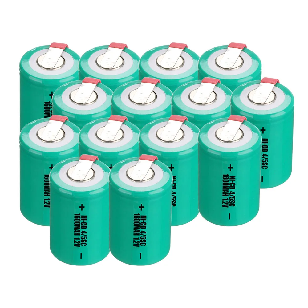 14 шт 4/5SC батареи 1,2 V подб батареи перезаряжаемые высокого Слива 1600 mah с вкладками цвет случайный