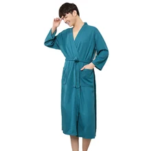 Китайский для мужчин Spa халат домашнее платье одноцветное кимоно пижамы хлопок ночная рубашка халат Oversize M, XL, XXXL