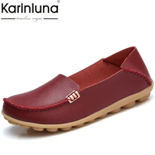 Женские туфли на плоской подошве KarinLuna, брендовые туфли из натуральной кожи, 20 цветов, большие размеры 34–44