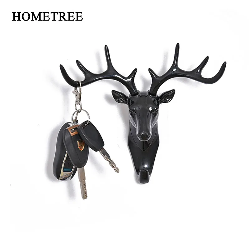 

HOMETREE Creative Deer Head Seamles Hook Clothes Key Hook Kitchen Bathroom Living Room Stereo Wall Decoration Hanging Hook H418