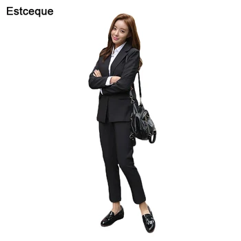 

New Arrived Women Suit Fashion Slim Business Office OL Dark Green Jacket Set Formal Blazer + Pants Suit Feminino Female