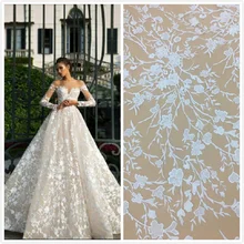 

Sequins Lace Fabric, Wedding Bridal Dress Fabric, Floral Tulle Mesh Lace Fabric By The Yard