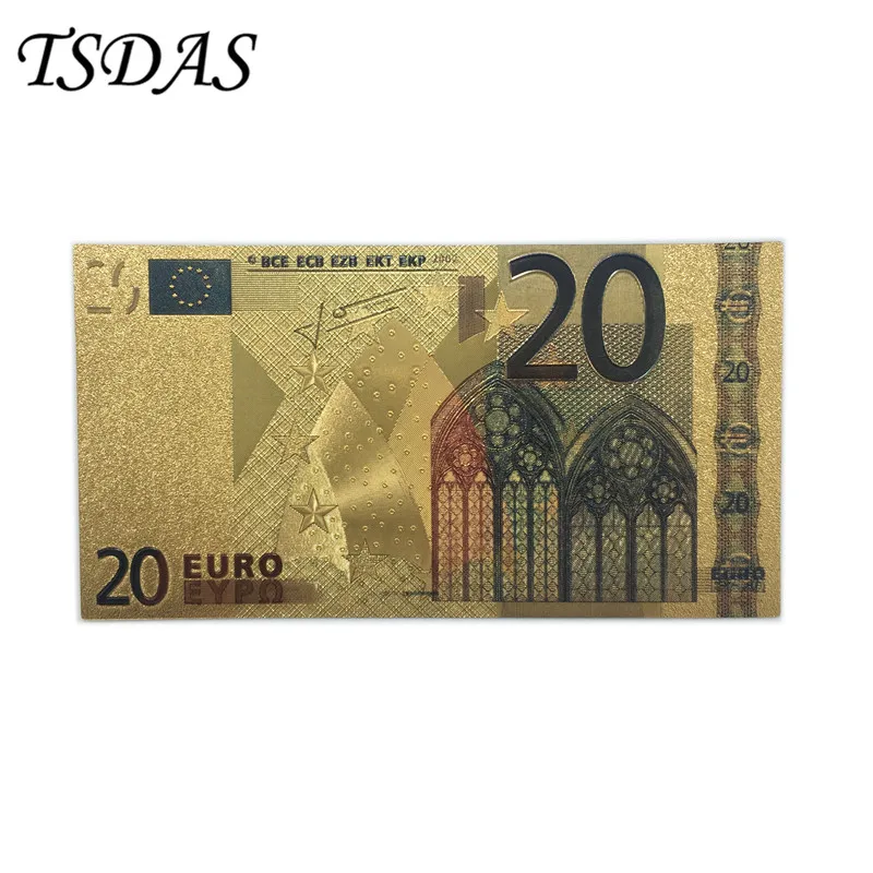 

24K Gold Color Banknotes Euro 20 Banknotes Collection Creative Gifts
