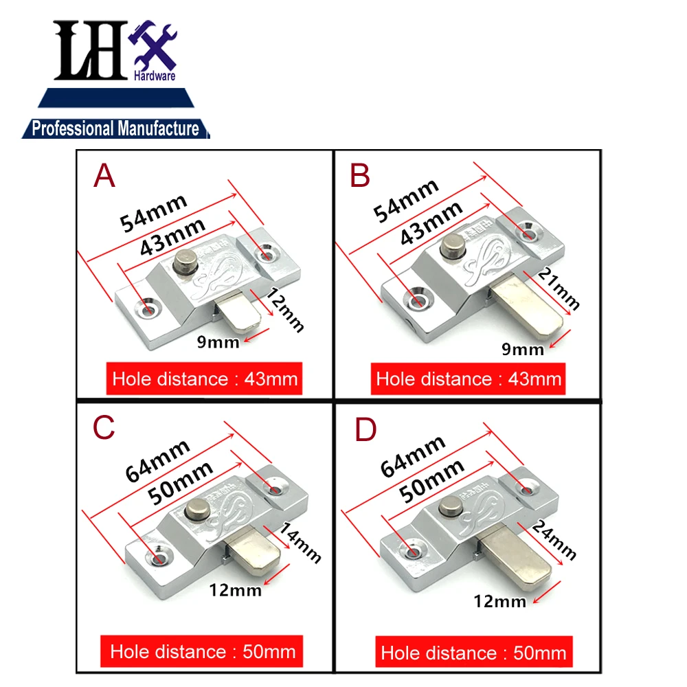 LHX рождественские принадлежности, пружинный замок-защелка, болт для окон, аксессуары для ванной комнаты, раздвижные двери, 4 размера, мебельная фурнитура