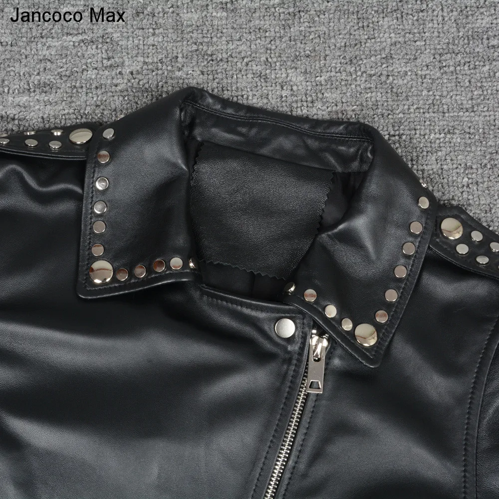 Jancoco Max натуральная овчина кожаные куртки Женская мода пальто на молнии Весна Осень Высокое качество короткая куртка S7166