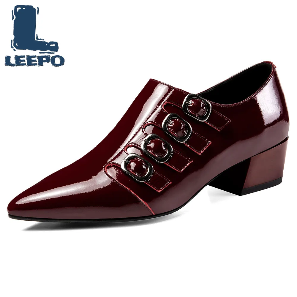 

LEEPO Women Pumps Mid Heels Shoes Ladies Fashion Genuine Leather Comfort Soft Pointed Toe Pumps Woman Spring Heels Luxury Shoes