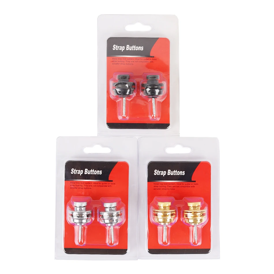 

Professional 2 Pieces/Set Flat Head Quick Fix Metal Guitar Straplock Button for Electric Guitar Bass 3 Colors