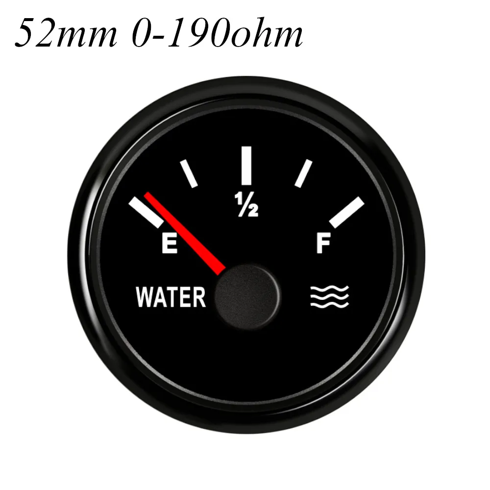 52 мм 0-190ohm 240-33ohm цифровой датчик уровня жидкости метр уровень воды в резервуаре индикатор измерителя для автомобиля морской лодки подсветка - Цвет: Black 0-190 ohms