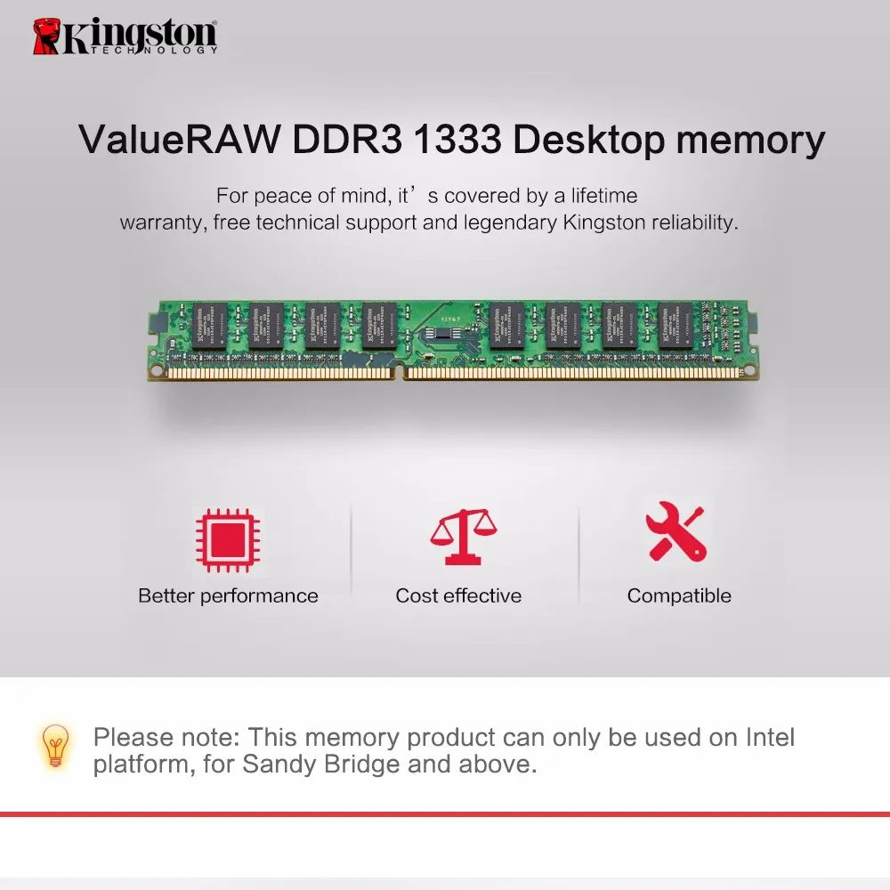 Оперативная память kingston 8 Гб DDR 3 1600 МГц для рабочего стола KVR16N11/8