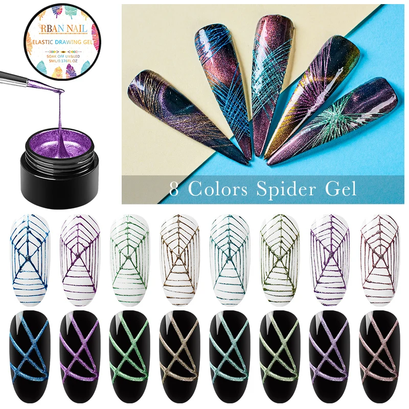 

RBAN NAIL 5ml Spider Gel Creative Wire Drawing Nail Gel Wire Drawing Elasticity Point Line Soak Off Gel Spider Varnish