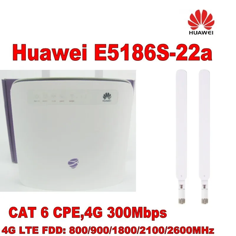100% оригинальная разблокировка 300M huawei e5186s-22a 4g lte cpe super wifi маршрутизатор + 2 антенны