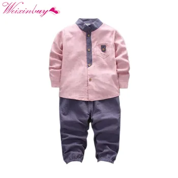 

Kids Clothes Stand Collar Shirt+ Pants Baby Boy Clothes Set Shirt Set Sports Casual Boy Autumn Winter Warm Gentleman Clothes