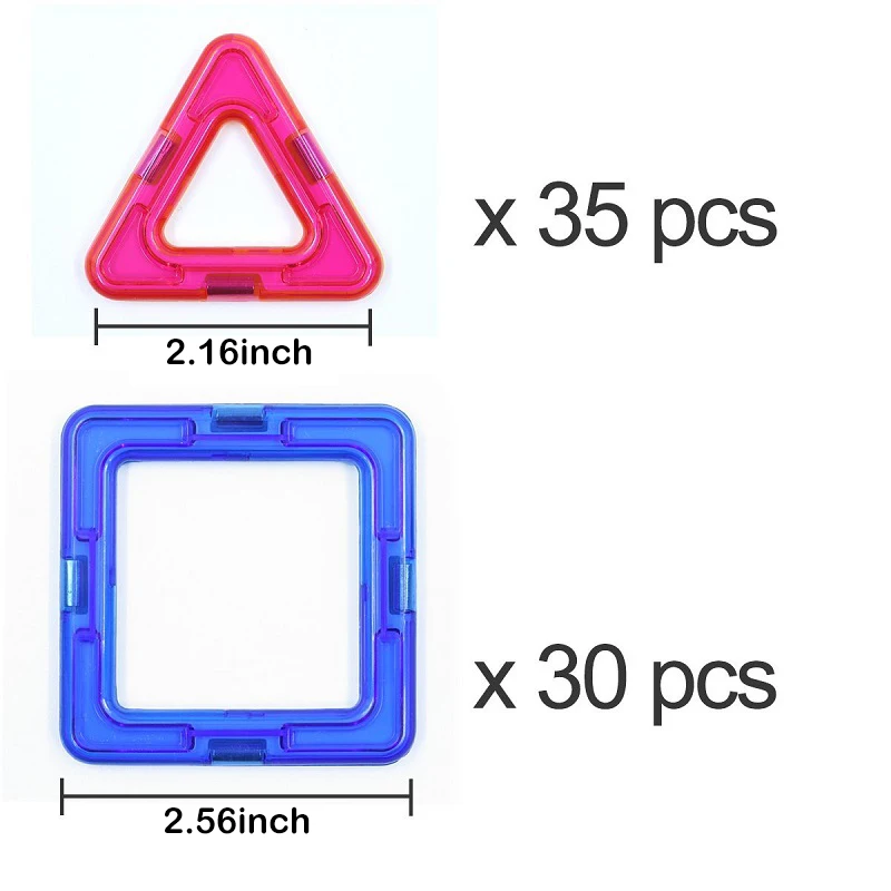 65 шт. большой размер магнитные блоки Дизайнер DIY Строительство и строительная игрушка магнитные плитки квадратный треугольник Развивающие игрушки для детей