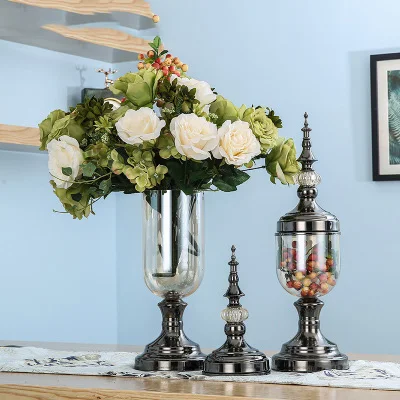 Европейский кристалл стеклянная ваза украшения современный минималистский американский дом Цветочная композиция ремесла украшения обеденный стол Статуэтка - Цвет: style12