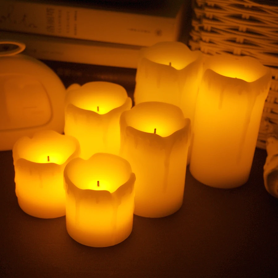 1 комплект 6 шт. беспламенная электронная лампа со светодиодными свечами цилиндрический мерцающий желтый светодиодный свет для чая Свадебные украшения для вечеринки, подарки Новые