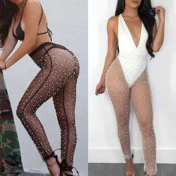 

Women Tights Solid Color High Waist Flared Leg Mesh Sexy Ladies Summer Beach Evening Party Clubwear Femme Tights