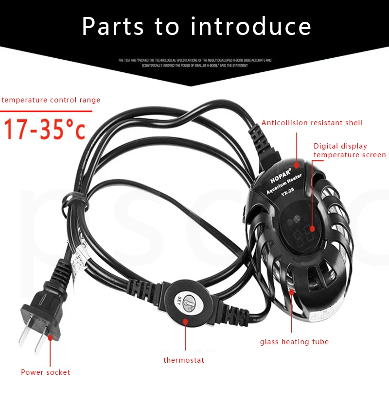 Small fish tank mini heater low water level turtle tank LED digital display heater automatic temperature explosion-proof heating large aquarium ornaments