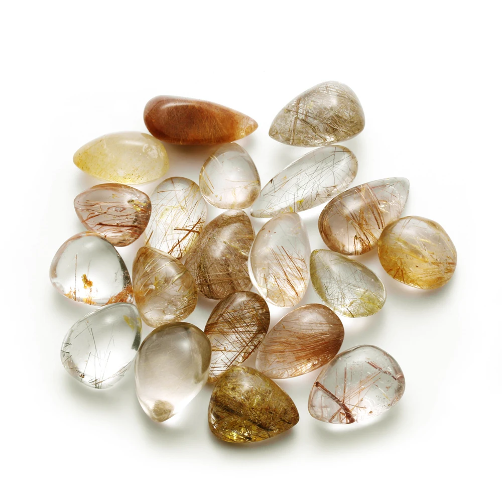 1 шт. натуральный волос Rutilated кварц цитрин желтый кристалл случайный полированный