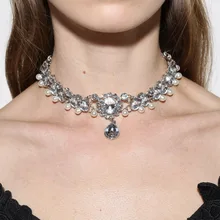 Ingemark, роскошное колье с искусственным жемчугом и кристаллами, ожерелье в форме капли воды, прозрачные стразы, подвеска, модное ювелирное изделие для женщин