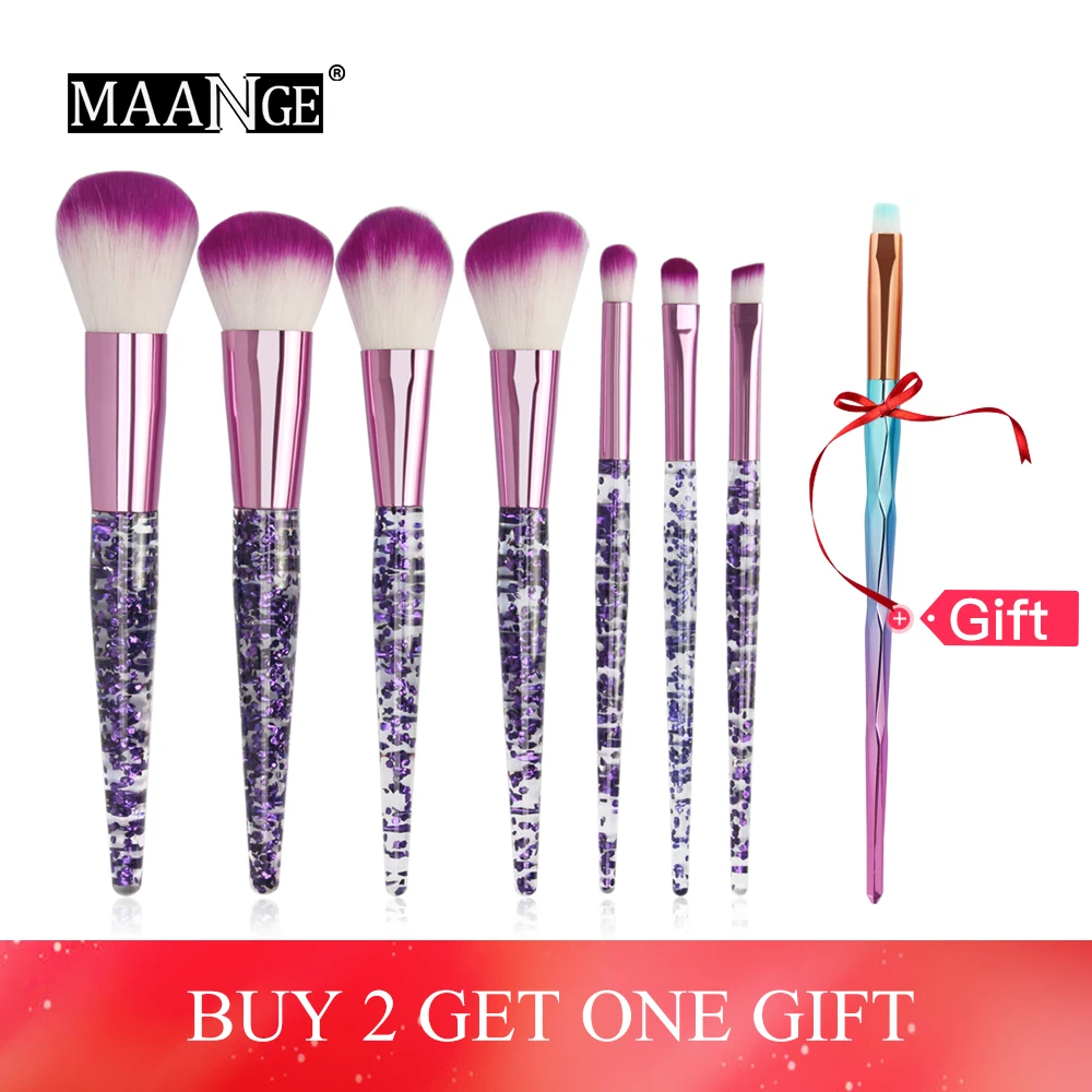 

ESSANCEYA 7Pcs Crystal Makeup Brushes Set Powder Foundation Eyeshadow Blending Diamond Lip Face Brush Cosmetic Tool Make Up Kits