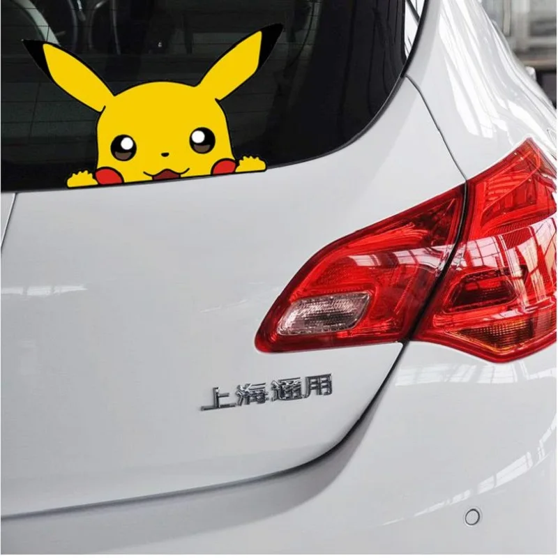 Car sticker Cute Pikachu pokemon figures Peeping Sticker Lovely Styling Car Accessories Motorcycle Sticker Pokemon Series Decals