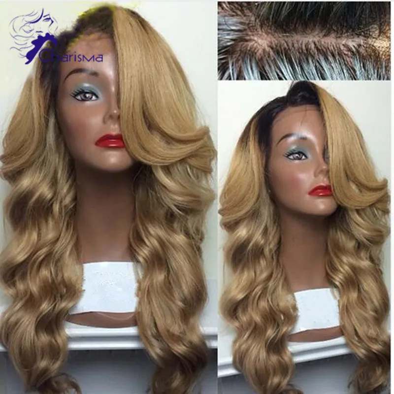 Ombre Human Hair Wigs Glueless Lace Front Wigs 150 Density Brazilian