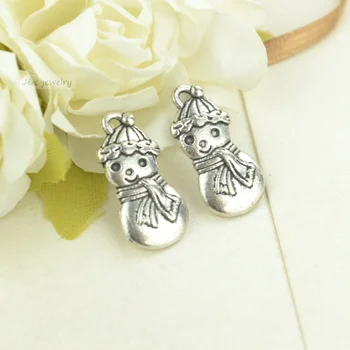 

New wholesale 100pcs/lot vintage metal tibetan silver Christmas charms snowman pendants for jewerly making 3155