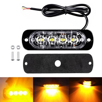 

4pcs 12/24V 4LED Strobe Flash Light Hazard Flashing Lamp Driving Daylight Bar Police Firefighter LED Car Truck Emergency Warning