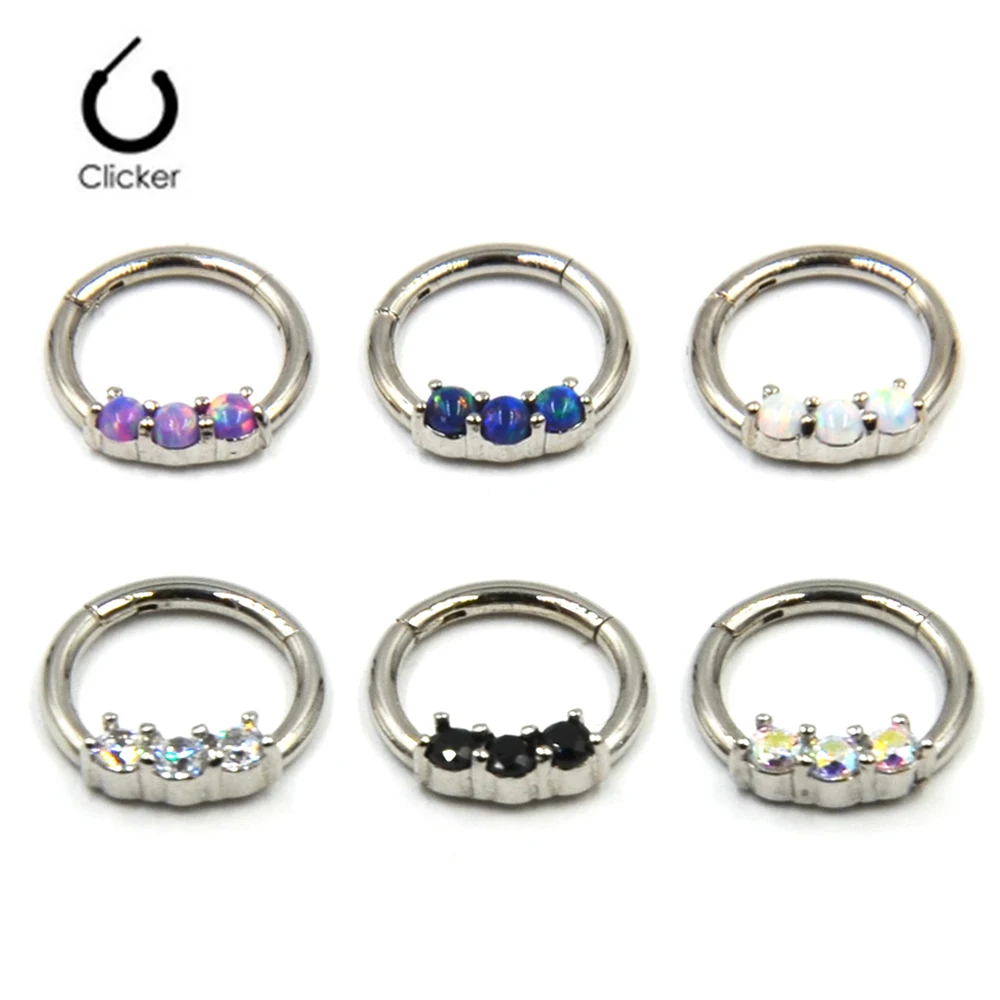 

6pieces Hinged Nose Ring Septum Clicker Lip Stud Labret Piercing Jewelry Earring Tragus Cartilage Ear Helix 16g