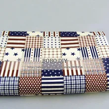 Винтажная хлопковая ткань в красную и синюю полоску и со звездами для поделок, размер 160 см* 100 см, B20131296, BOBODIY